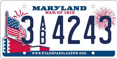 MD license plate 3AB4243