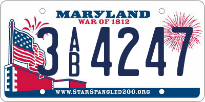 MD license plate 3AB4247