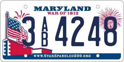MD license plate 3AB4248