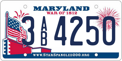 MD license plate 3AB4250