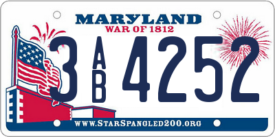 MD license plate 3AB4252