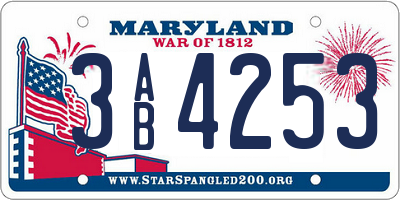 MD license plate 3AB4253