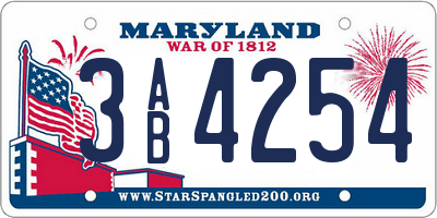 MD license plate 3AB4254