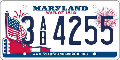 MD license plate 3AB4255