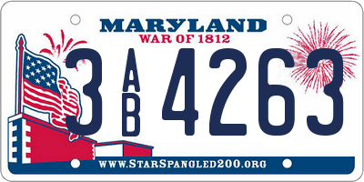 MD license plate 3AB4263