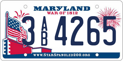 MD license plate 3AB4265