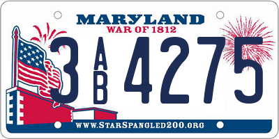 MD license plate 3AB4275