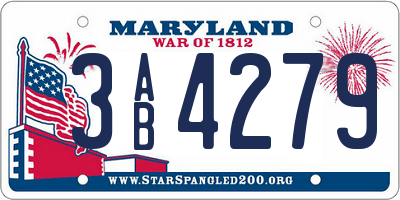MD license plate 3AB4279