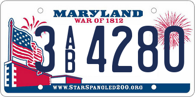MD license plate 3AB4280