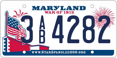 MD license plate 3AB4282