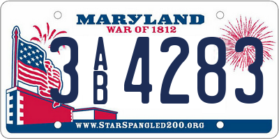 MD license plate 3AB4283