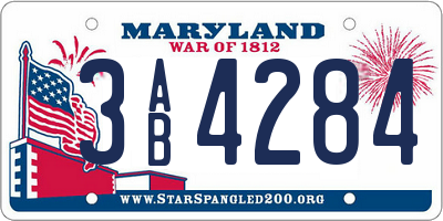 MD license plate 3AB4284