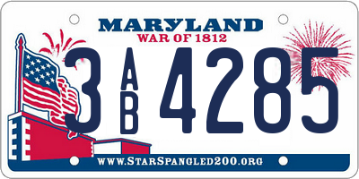 MD license plate 3AB4285