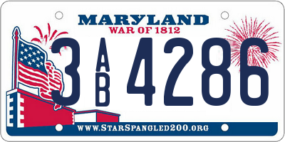 MD license plate 3AB4286