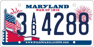 MD license plate 3AB4288