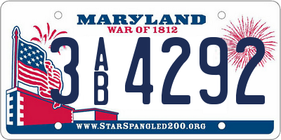 MD license plate 3AB4292