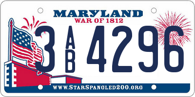 MD license plate 3AB4296