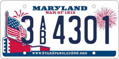 MD license plate 3AB4301