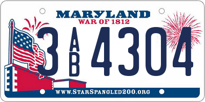 MD license plate 3AB4304