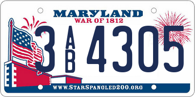 MD license plate 3AB4305