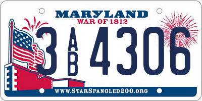 MD license plate 3AB4306