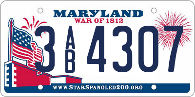 MD license plate 3AB4307