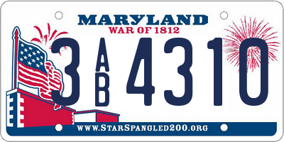 MD license plate 3AB4310