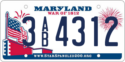 MD license plate 3AB4312