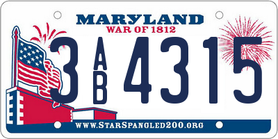MD license plate 3AB4315