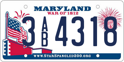 MD license plate 3AB4318