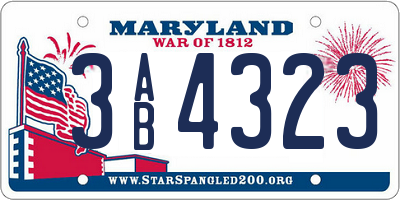 MD license plate 3AB4323