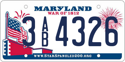 MD license plate 3AB4326