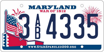 MD license plate 3AB4335