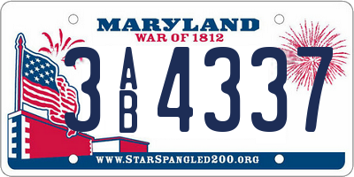 MD license plate 3AB4337