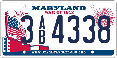 MD license plate 3AB4338