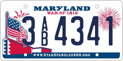 MD license plate 3AB4341