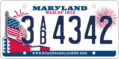 MD license plate 3AB4342