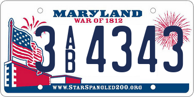 MD license plate 3AB4343