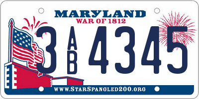 MD license plate 3AB4345