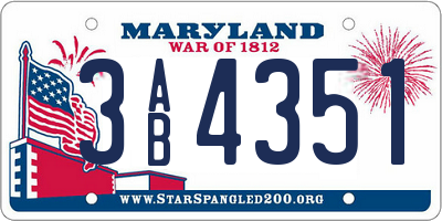 MD license plate 3AB4351