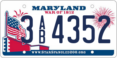 MD license plate 3AB4352
