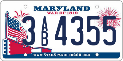 MD license plate 3AB4355