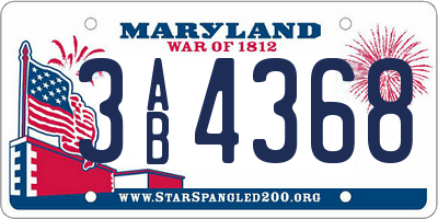 MD license plate 3AB4368