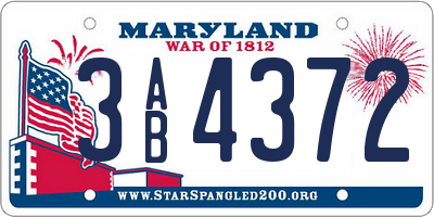 MD license plate 3AB4372