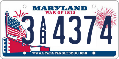 MD license plate 3AB4374