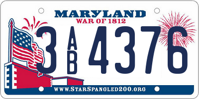 MD license plate 3AB4376