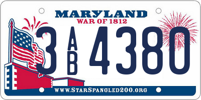 MD license plate 3AB4380