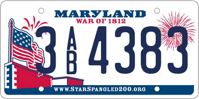 MD license plate 3AB4383