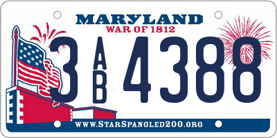MD license plate 3AB4388