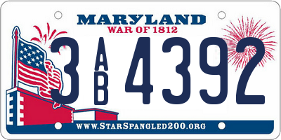 MD license plate 3AB4392